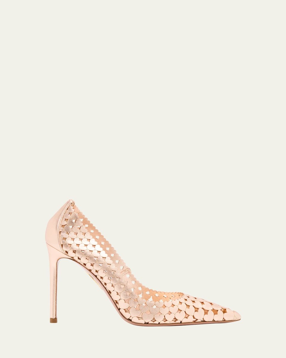 Amourose Metallic Heart Stiletto Pumps